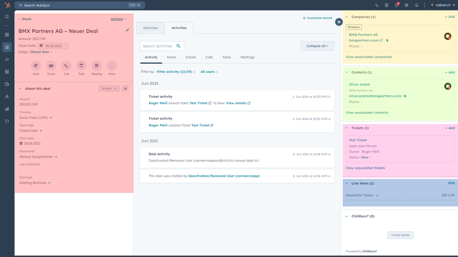 Include all standard objects, as contacts, companies, deals or tickets